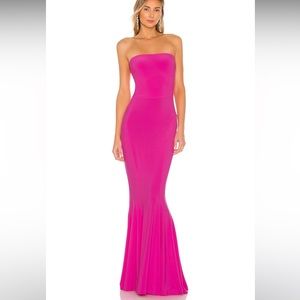 Norma Kamali X Revolve Strapless Fishtail Gown in Orchid Pink